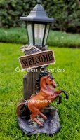 picture of HORSE COWBOY WITH SOLAR LIGHT STATUE SOLAR HORSE COWBOY FIGURINE