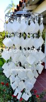 picture of SOLAR CAPIZ SHELL WINDCHIMES/CHANDELIER WHITE SQUARE CAPIZ WITH