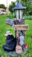picture of BEAR RACOON WITH SOLAR LIGHT STATUE SOLAR BEAR RACOON LANTERN FI