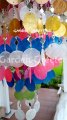 picture of SOLAR CAPIZ SHELL WINDCHIMES/CHANDELIER MIXED COLOR CAPIZ CHIME