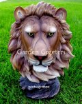 picture of LION HEAD ON ROCK STATUE FIGURINE LION HEAD