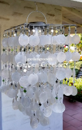 picture of Solar Capiz Shell Windchimes/Chandelier White Capiz Chimes SQUAR