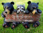 picture of BEAR CUB RACCOON STATUE WELCOME BEAR RACCOON