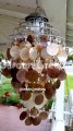 picture of SOLAR CAPIZ SHELL WINDCHIMES/CHANDELIER amber/gold CAPIZ CHIMES