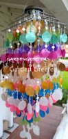 picture of SOLAR CAPIZ SHELL WINDCHIMES/CHANDELIER MIXED COLOR CAPIZ CHIME