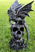 picture of DRAGON ON SKULL STATUE DRAGON FIGURINE