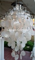 picture of SOLAR CAPIZ SHELL WINDCHIMES/CHANDELIER WHITE CAPIZ CHIMES