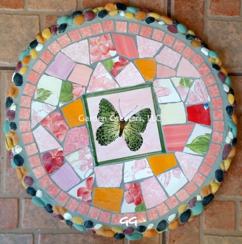 picture of MOSAIC BUTTERFLY STEPPING STONE MOSAIC WALL DECOR-bP - Click Image to Close