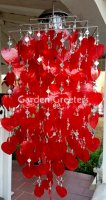 picture of SOLAR CAPIZ SHELL WINDCHIMES/CHANDELIER RED HEART CAPIZ CHIMES