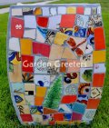 picture of MOSAIC GARDEN STOOL MOSAIC PLANT STAND-grsq