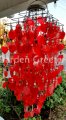 picture of SOLAR CAPIZ SHELL WINDCHIMES/CHANDELIER RED HEART CAPIZ CHIMES