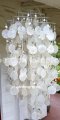 picture of SOLAR CAPIZ SHELL WINDCHIMES/CHANDELIER white CAPIZ CHIME