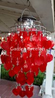 picture of SOLAR CAPIZ SHELL WINDCHIMES/CHANDELIER RED HEART CAPIZ CHIMES