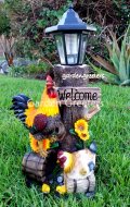 picture of ROOSTER HEN WITH SOLAR LIGHT STATUE SOLAR ROOSTER HEN FIGURINE