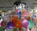 picture of SOLAR CAPIZ SHELL WINDCHIMES/CHANDELIER MIXED COLORS CAPIZ