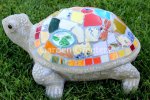 picture of LARGE MOSAIC TURTLE STATUE TURTLE MOSAIC-fm