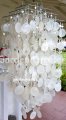 picture of SOLAR CAPIZ SHELL WINDCHIMES/CHANDELIER white CAPIZ CHIME
